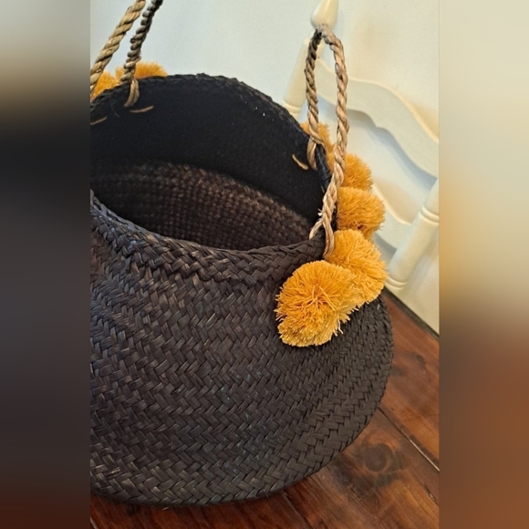 🟠Natural Seagrass Basket Black - Picture 3 of 7